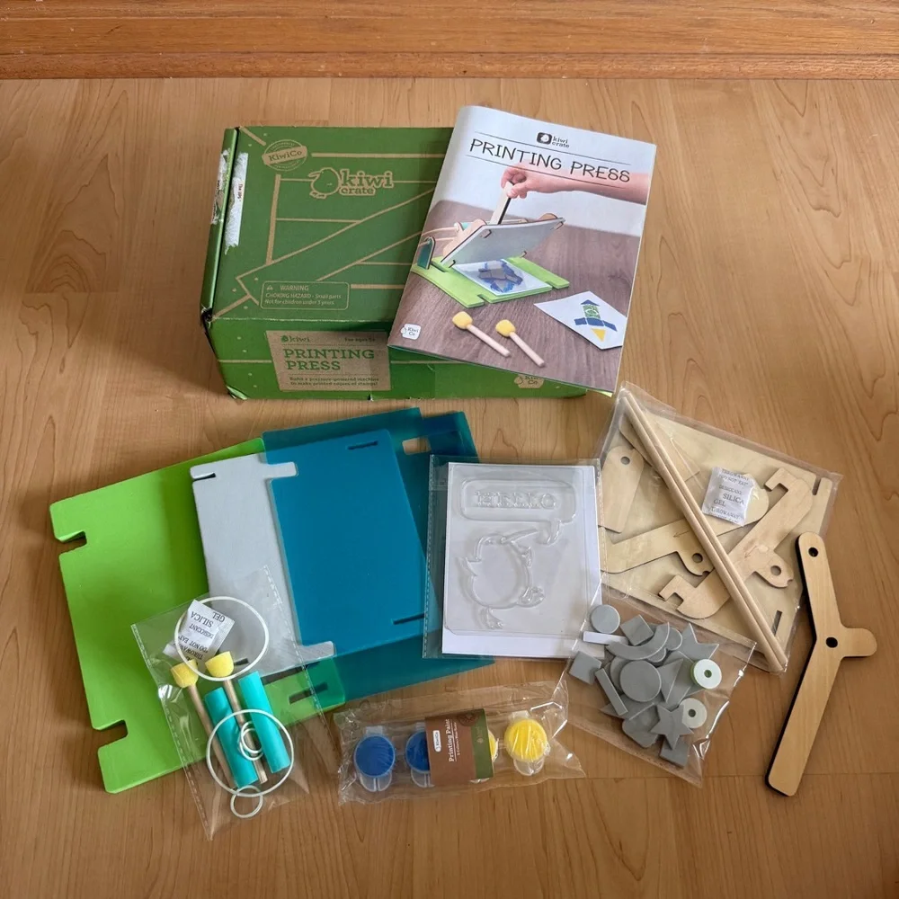 Lot of 3 NEW Kiwi Crates: Printing Press,Physics Carnival,Treasure Hunt, Ages 5+